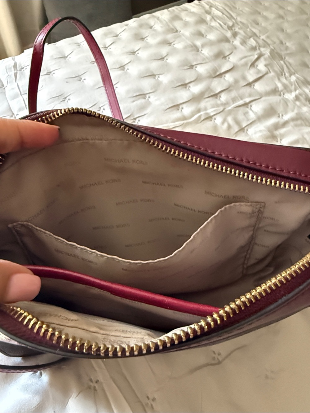 Michael Kors Brown and Red Trim Crossbody Bag - Picture 3 of 4